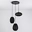 3-lichts japandi hanglamp met zwarte stoffen lampionnen - Fabrica