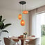 3-lichts hanglamp Fabrica - oranje stoffen lampionnen