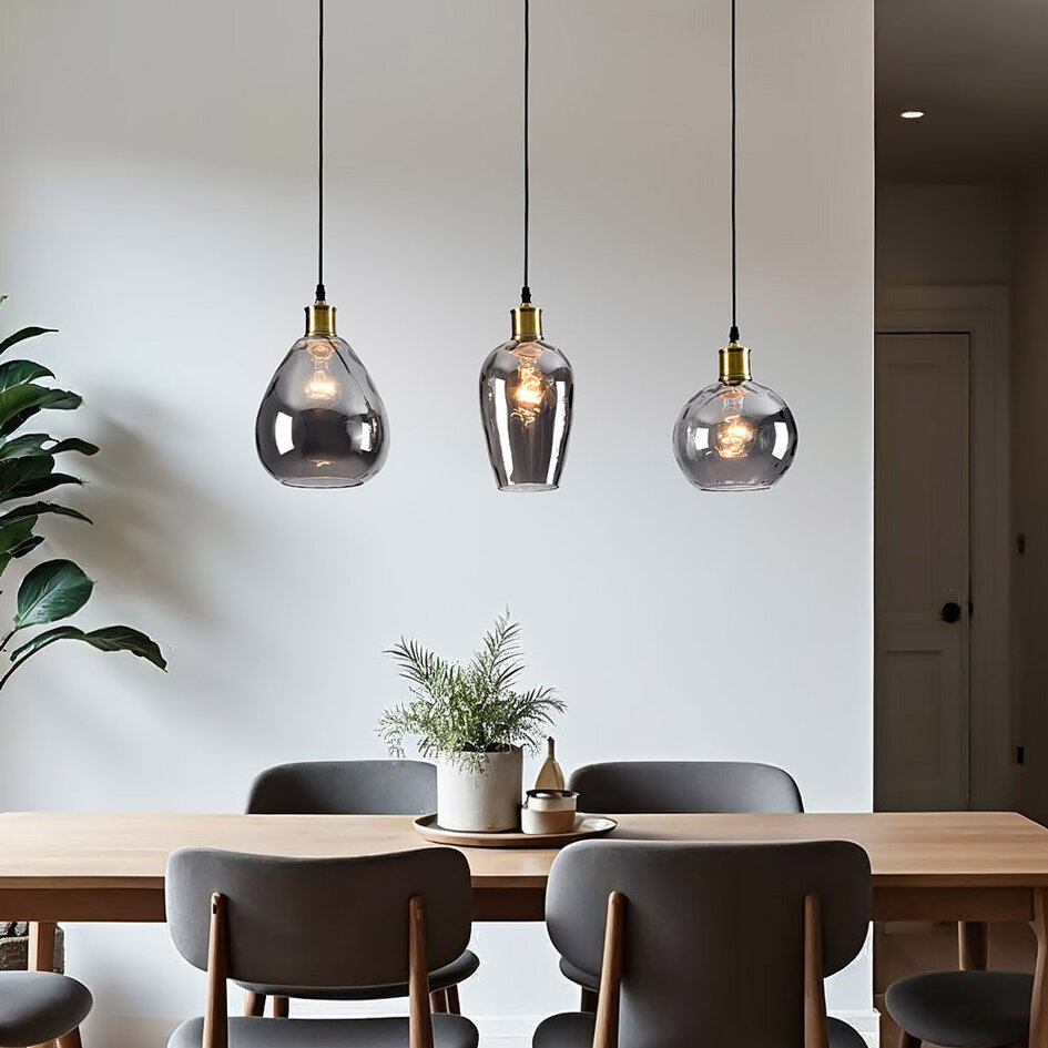 Hanglamp smoke glas met bolling detail - Vanessa