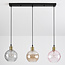 3-lichts hanglamp Lotte met drie kleuren glas