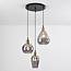 3-lichts hanglamp Verona - zwart en egaal smoke glas