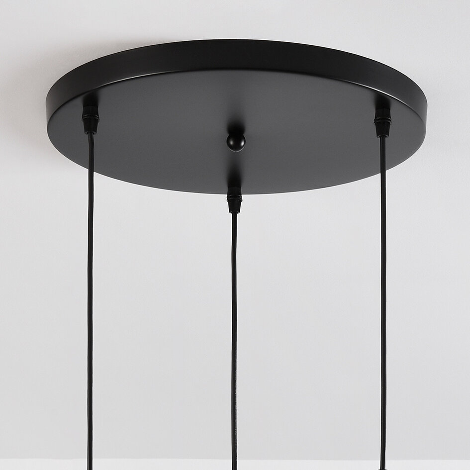 3-lichts hanglamp Verona - amber glas en metaal