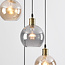 4-lichts hanglamp Livia - smoke en cognac glas