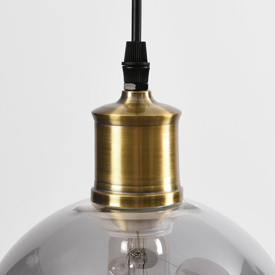 4-lichts hanglamp Livia - smoke en cognac glas