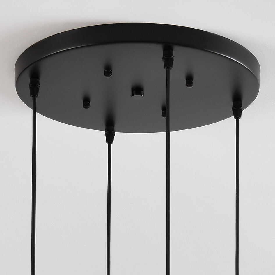 4-lichts hanglamp Livia - amber en cognac glas