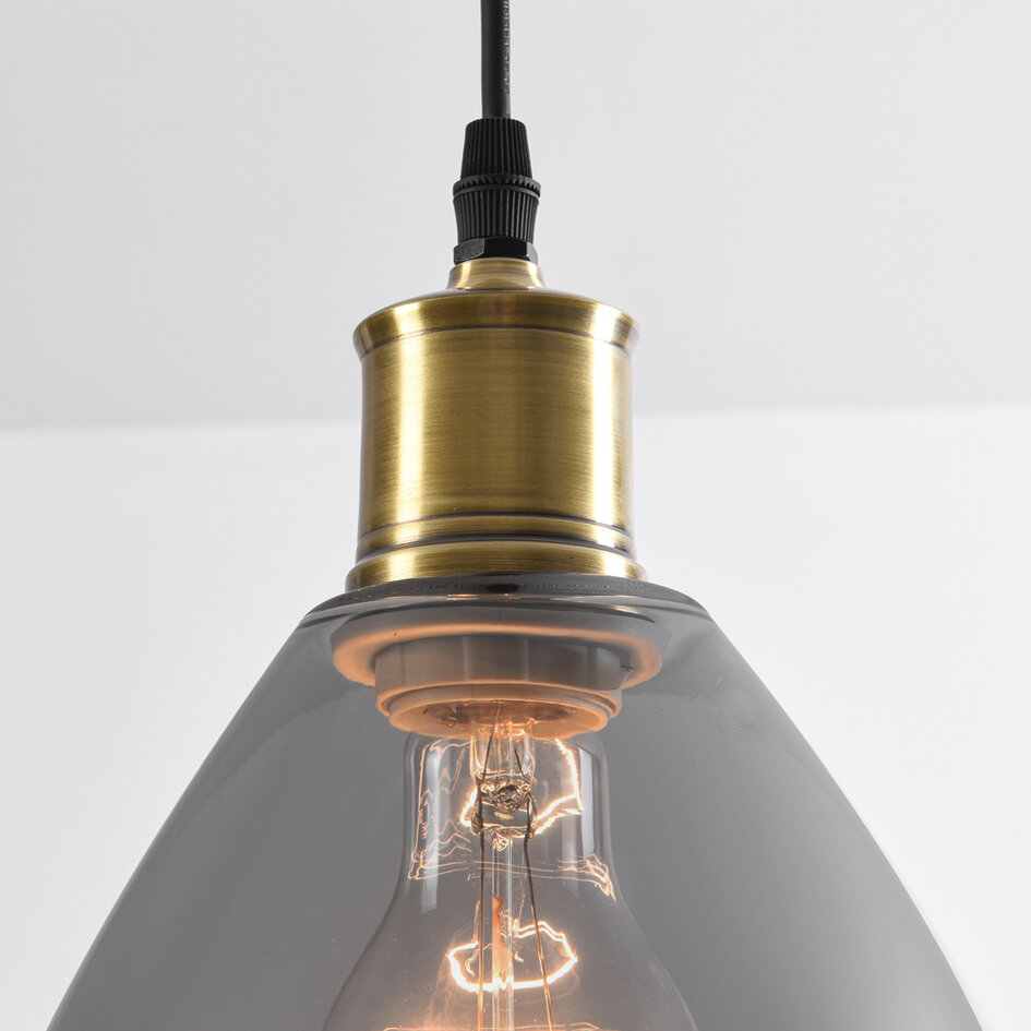 1-lichts hanglamp Verona smoke - druppel egaal glas