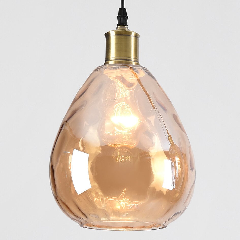 3-lichts hanglamp Verona glas met bolling - amber, lichtroze en lichtgrijs