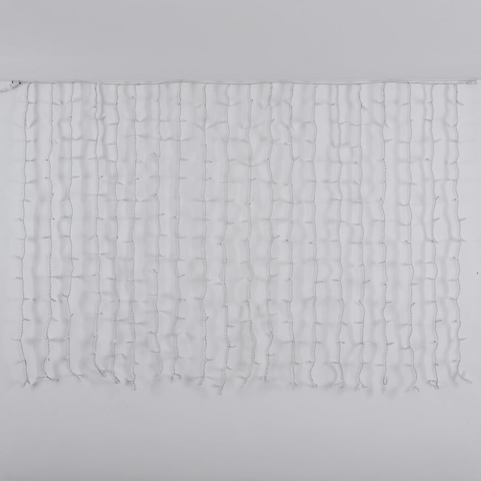 Lichtgordijn koppelbaar wit | vanaf 2 meter | 300 LEDs | 2200K extra warm wit | rubber