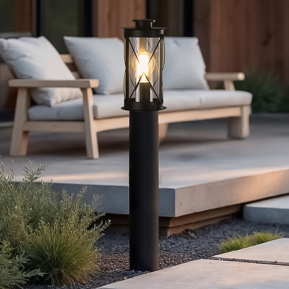 RVS landelijke zwarte staande buitenlamp Lucia - 60 cm