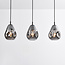 3-lichts hanglamp Faliste - zwart en smoke glas