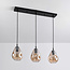 Moderne hanglamp zwart met amber glas Faliste - 3-lichts