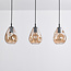 3-lichts hanglamp Faliste - zwart en amber glas