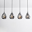 4-lichts hanglamp Faliste - zwart en smoke glas