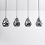 4-lichts hanglamp Faliste - zwart en smoke glas