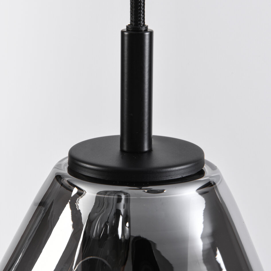 3-lichts hanglamp Lainas - zwart en smoke glas