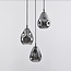 Design hanglamp zwart met smoke glas, 3-lichts - Lainas