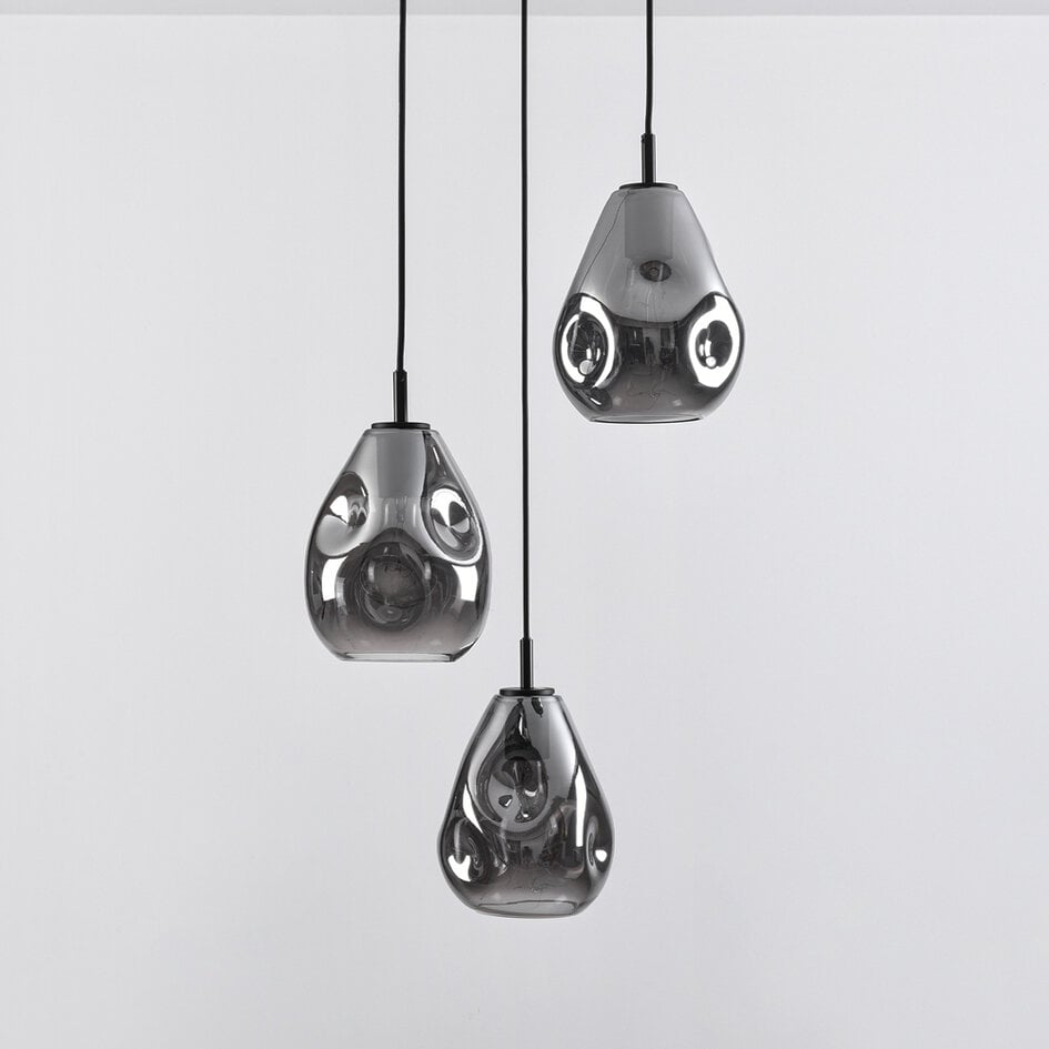 3-lichts hanglamp Lainas - zwart en smoke glas