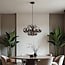 12-lichts hanglamp Decadi - zwart en smoke glas