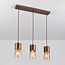 3-lichts hanglamp Lungo - koffiebruin en amber glas