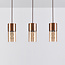 3-lichts hanglamp Lungo - koffiebruin en amber glas