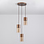 3-lichts design koffiebruine hanglamp met amber glas - Latte