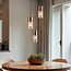 3-lichts design koffiebruine hanglamp met amber glas - Latte
