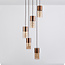 5-lichts design hanglamp koffiebruin met amber glas - Cortado