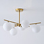 Plafondlamp Venezia goud met melkglas, 6-lichts