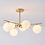 Plafondlamp Venezia goud met melkglas, 6-lichts