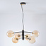 6-lichts hanglamp Murano - zwart en amber glas