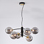 6-lichts hanglamp Murano - zwart en smoke glas