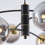 6-lichts hanglamp Murano - zwart en smoke glas