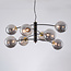 8-lichts hanglamp Torino - zwart en smoke glas