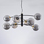 8-lichts hanglamp Torino - zwart en smoke glas