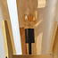 Vloerlamp Ditta van hout met amber glas