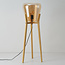 Vloerlamp Ditta van hout met amber glas