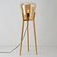 Vloerlamp Ditta van hout met amber glas