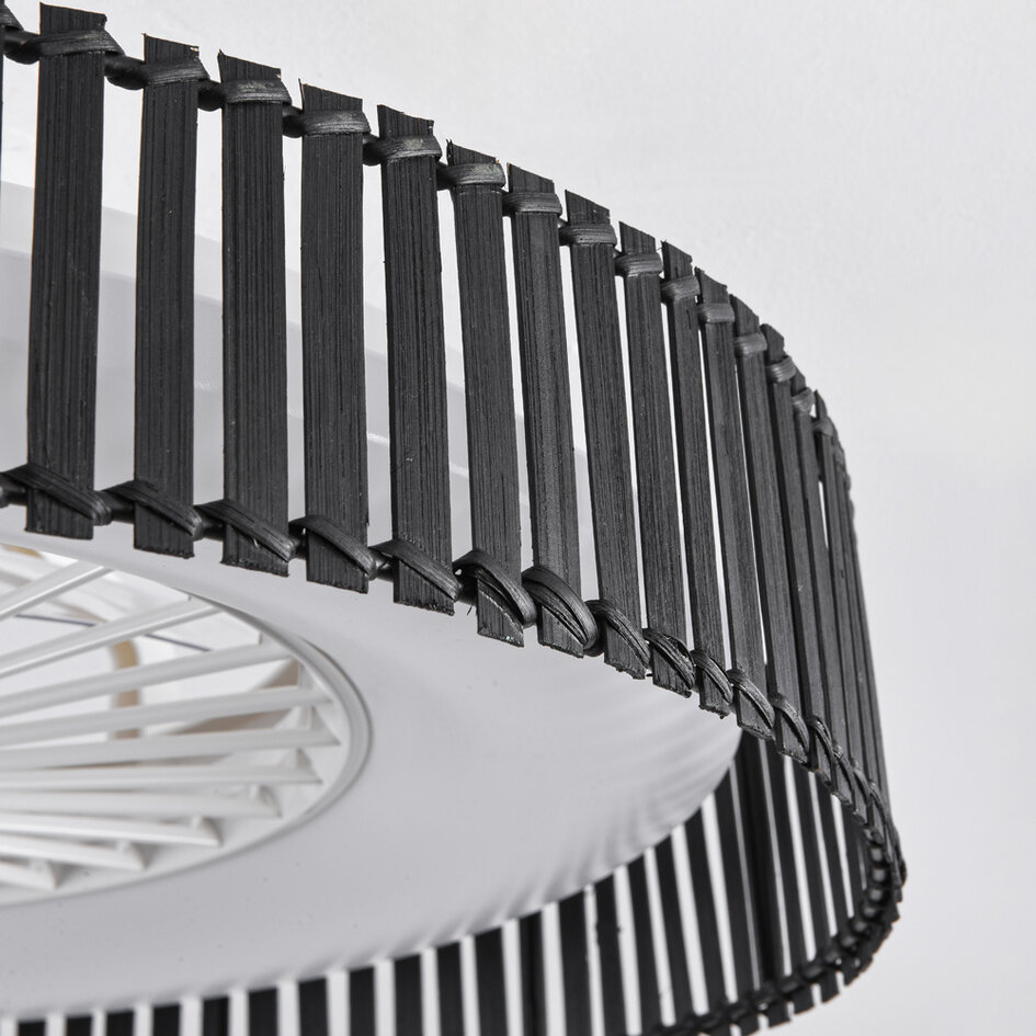 Plafondventilator Cakir met stereffect en aanpasbare kleurtemperatuur - zwarte bamboe kap