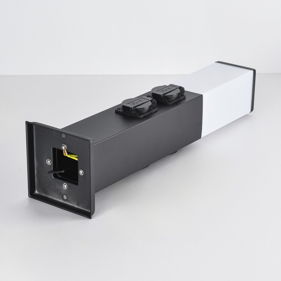 RVS buitenstopcontact met lamp Jardin - vierkant met 4 stopcontacten