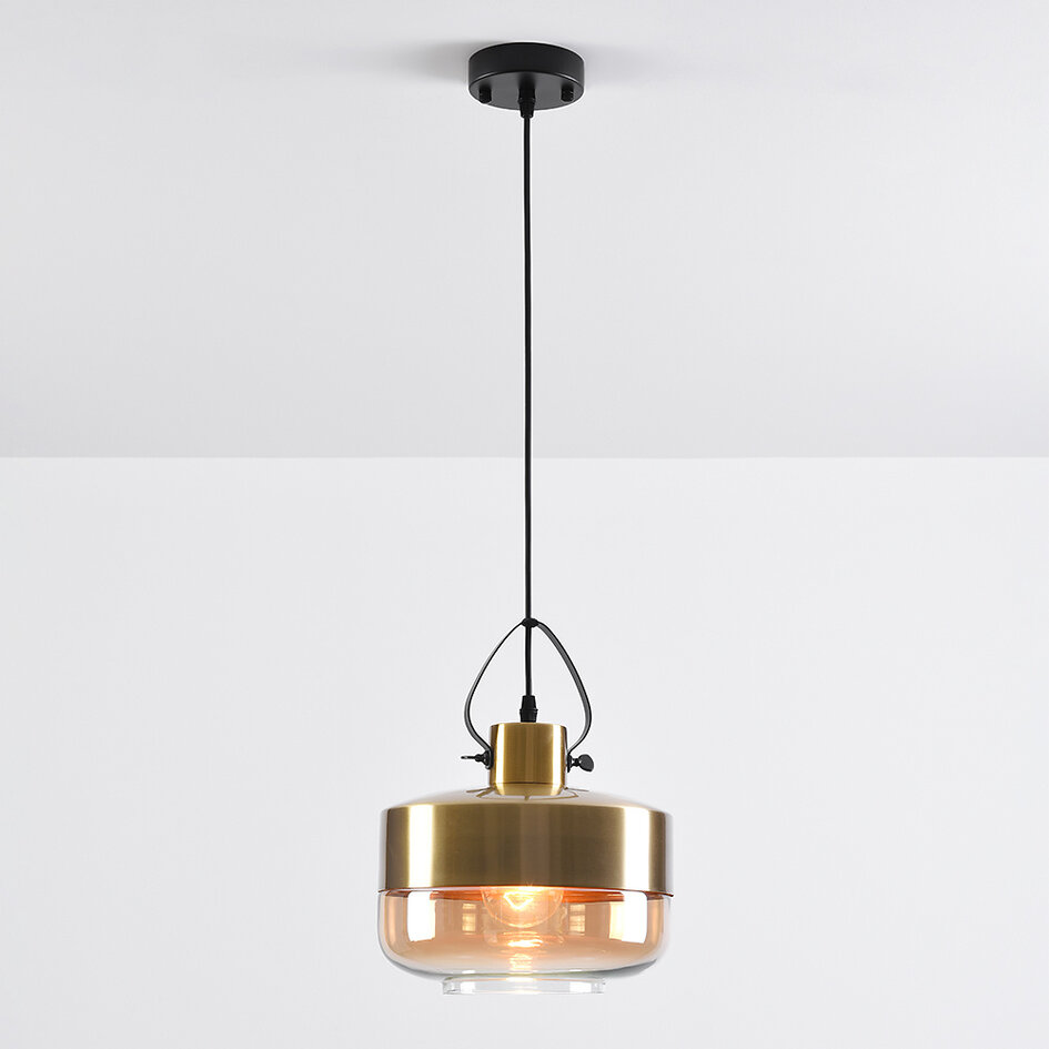 Hanglamp Laure - amber glas art-deco brede bol