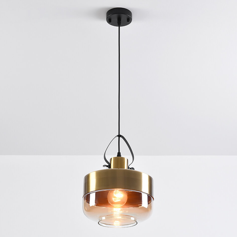 Hanglamp Laure - amber glas art-deco brede bol