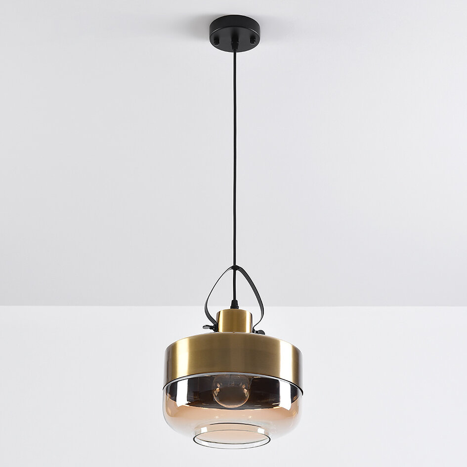 Hanglamp Laure - amber glas art-deco brede bol
