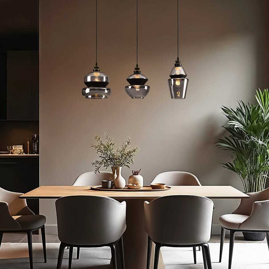 Hanglamp met smoke glas 3-lichts - Sofie