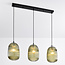 Hanglamp Elisa 3-lichts van geribbeld glas - groen