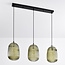 Hanglamp Elisa 3-lichts van geribbeld glas - groen