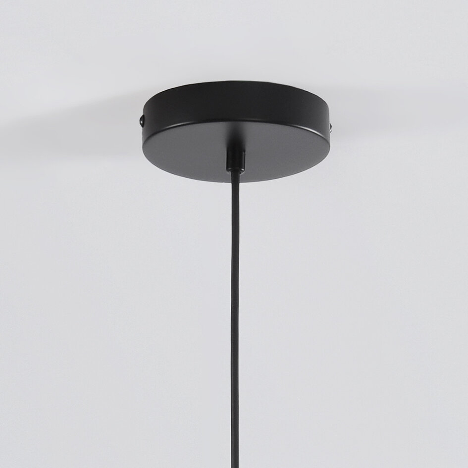 7-lichts hanglamp Hepta - amber glas en zwart