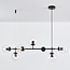 7-lichts hanglamp Hepta - transparant glas en zwart
