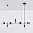 7-lichts hanglamp Hepta - transparant glas en zwart