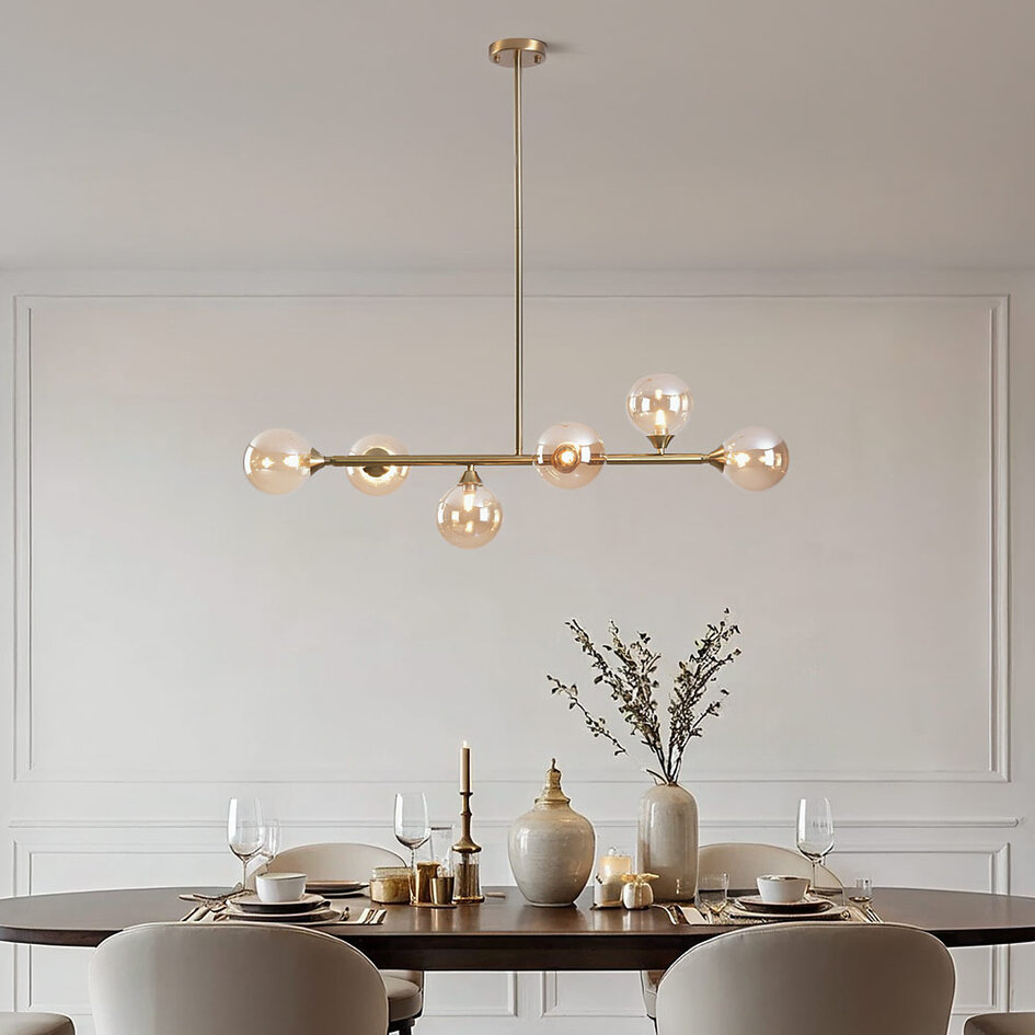 Hanglamp Aster - goud met amber glas