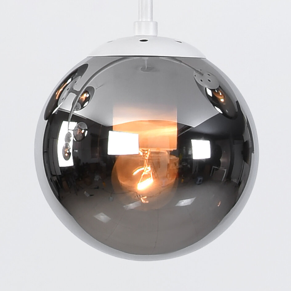 7-lichts hanglamp Hepta - smoke glas en wit